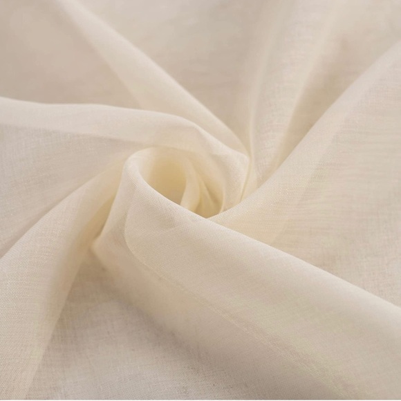 NWT Sheer Ivory curtain panels with pom pom trim - set of 2 - Picture 9 of 13